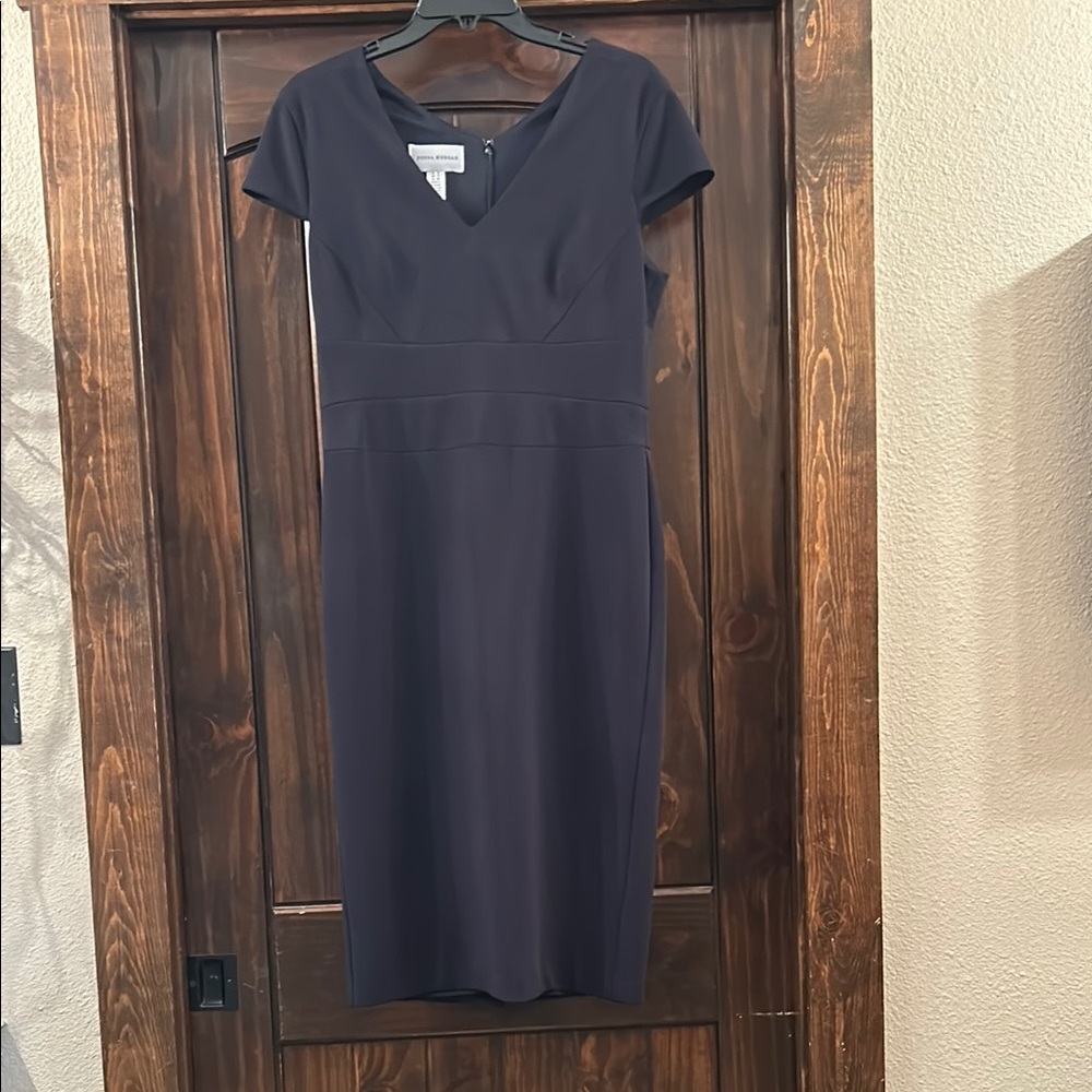 Classic Navy Blue V-Neck Dress